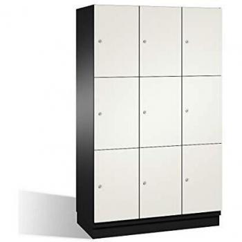Armario de Compartimentos Bajo Llave Cambio C+P con 3 Secciones, Estructura de Acero y Puertas en Color Gris Oscuro y Blanco, Ancho 1200 mm