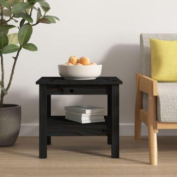 Mesa de centro negra de madera maciza de pino 45x45x40 cm