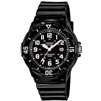 Boy's Casio Quartz Watch Dial Analogue Display Black Resin Strap and Black Dial LRW-200H-1B