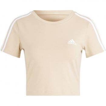 Camiseta de Manga Corta Adidas 3 Stripes Baby para mujer en color beige