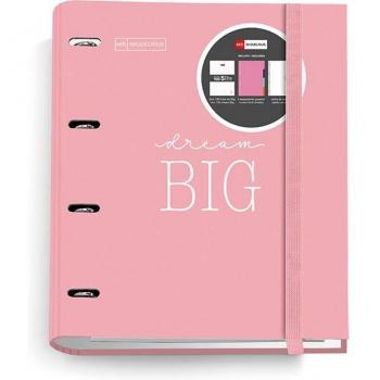 Carpebloc Miquelrius 'Dream Big' A4 con recambio de cuadrícula y anillas - Rosa