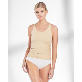 Camiseta sin mangas acanalada beige para mujer de Bread & Boxers