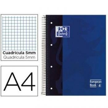 Oxford - Bloc espiral tapa extradura microperforado din a4 80 hojas cuadros 5mm -color azul
