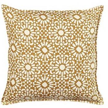 Cojín Decorativo Geométrico Beige de Algodón 45 x 45 cm con Funda Removible y Relleno Hecho a Mano