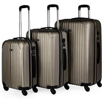 ITACA - Juego Maletas de Viaje 4 Ruedas Trolley abs. Extensibles rígidas s y Ligeras. Mango Asas candado. pequeña Cabina Low Cost, Mediana y Grande. t71500, Color Champagne