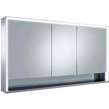 Armario Espejo Keuco Royal Lumos 140x73,5 cm con Iluminación LED y 3 Puertas, Acabado Anodizado Plateado