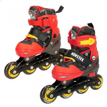 Patines en Línea Ajustables para Niños y Niñas Color Baby Talla 28-32 - Negro y Rojo - Diseño Profesional, Cómodos y Versátiles, Freno Trasero de Seguridad, Ideales para Principiantes