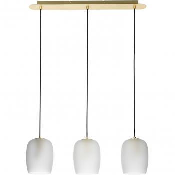 Lámpara colgante Taylan de Lucande, diseño alargado en dorado, hecha de metal, con 3 luces G9, ideal para salón y comedor