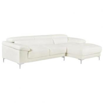 Sofá rinconero de piel SOLANGE - Color blanco - Ángulo derecho