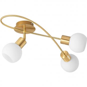 Plafón de techo moderno Lindby Elaina 3 luces alargado en latón dorado, hecho de metal, para salón y comedor, con casquillos E14