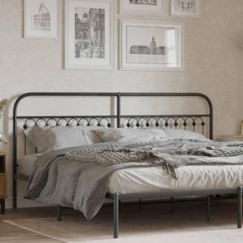 Cabecero de metal negro 200 cm vidaXL con diseño moderno, estructura robusta, acabado en color negro mate, compatible con colchones de tamaño estándar y fácil instalación