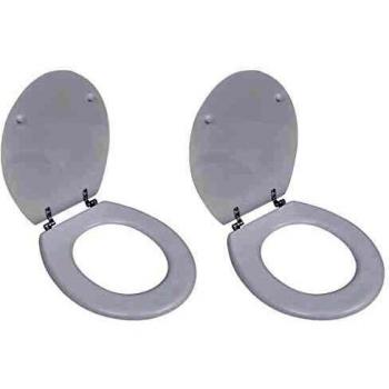 vidaXL 2X Asientos de Inodoro con Tapas MDF Blancas Cuarto Baño Aseo Váter