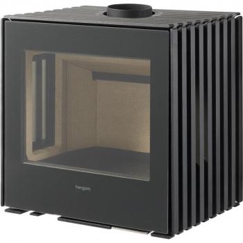 Estufa de Leña Hergom Glance MVP - Estufa de leña de diseño moderno, fabricada en hierro fundido, con una potencia nominal de 10 kW, eficiencia energética del 80%, capacidad para calentar espacios de
