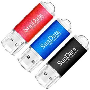 SunData Memorias USB 3 Piezas 16GB PenDrives 16GB Unidad Flash USB2.0 Pen Drive con Luz LED