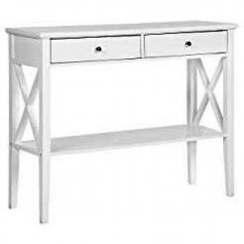 Mesa Consola Blanca Retro 2 Cajones 80 cm Diseño Rústico