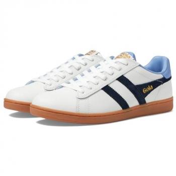Gola Equipe II Leather Basketball Sneakers - White/Navy/Vista Blue