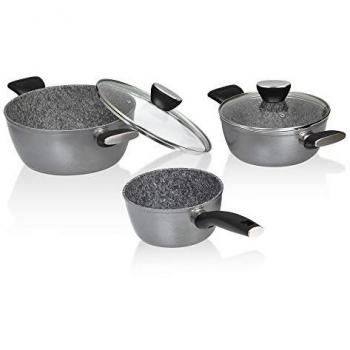 Batería de Cocina JATA Inducción 3 Piezas Aluminio Forjado Gris 24 cm