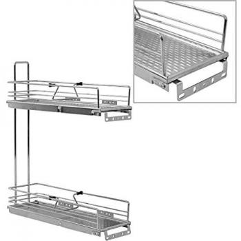 vidaXL Bandeja extraíble cocina 2 niveles alambre plata 47x15x54,5 cm