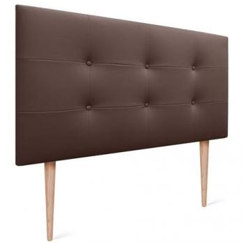 Cabecero Acolchado Capitone de Polipiel Chocolate 105x115cm con Patas y Grosor de 8cm