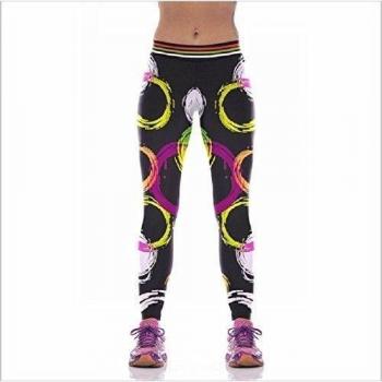 Mallas elásticas deportivas para mujer. Diseño animado 3D Color Circle. Talla única.