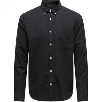 Only & Sons Camisa Manga Larga Gudmund Slim 1-Pkt Solid Black Hombre