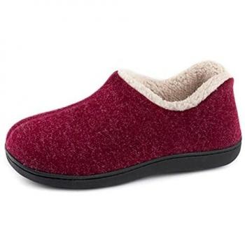 ULTRAIDEAS Zapatillas de casa de Mujer con Espuma de Memoria y Forro Polar, con Suela de Goma Antideslizante para Interiores y Exteriores,Rojo,42 EU