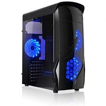 L-link | Torre Gaming Kron Led Azul | Caja ATX con 3 Ventiladores y Ventana | Lector de tarjetas | USB 3.0