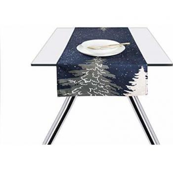 Excelsa Notturno - Camino de Mesa, 100% algodón, Azul, 45 x 140 cm