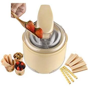 Team Kalorik Heladera y yogurtera 2-en-1, Capacidad de 1 L de yogur y 0.6 L de helado, 15 W, Beige, TKG Ice 2500