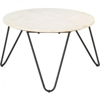White Marble Texture Coffee Table 25.6x25.6x16.5 Real Stone