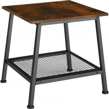 Tectake - Mesa auxiliar Bedford 45,5 x 45 x 47 cm | Mesa auxiliar estilo industrial | Tablero de MDF veteado con revestimiento protector de melamina | Firme armazón de acero con recubrimiento