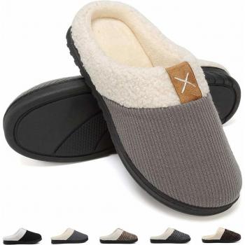 Deevike Pantuflas Zapatillas Hombre Invierno CáLido Zapatos Memory Foam Antideslizante Zapatillas de Estar por Casa Gris Claro 40/41 EU