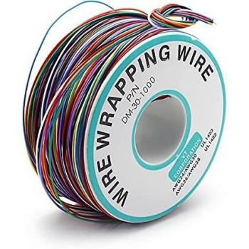 Rollo de Cable de Colores,Cable de Embalaje de Prueba de Aislamiento Cable de Cobre Estañado 30AWG P/N B-30-1000,para Placa Base Portátil Prueba Electrónica