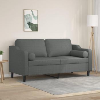 Sofá 2 Plazas 140 Cm Tela Gris Oscuro