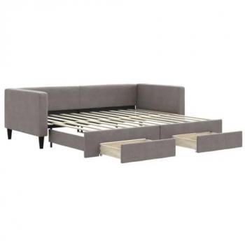 Sofá cama nido extraíble con cajones 90x200 cm Tela Gris Taupe
