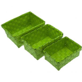 FRANDIS 192323 Juego de 3 cestas para baños Verde 20 x 14 x 8,5 cm