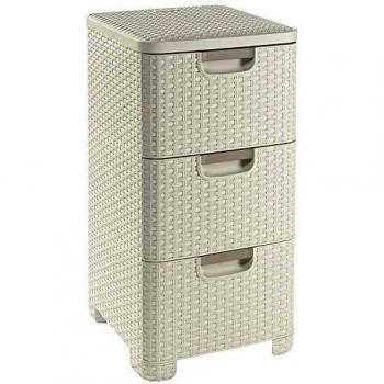 Curver - Cajonera Style de 3 Cajones 14L, Patas, Color Blanco