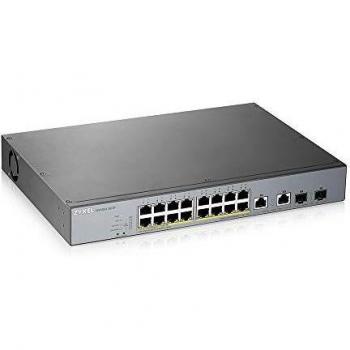Zyxel GS1350-18HP Switch Inteligente de 16 Puertos Gigabit PoE+ con Gestión en la Nube Nebula, Potencia de 250W y 2 Puertos Combinados SFP