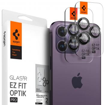 Protector de Lente de Cámara Spigen EZ Fit Optik Pro - 2 Unidades, Compatible con iPhone 14 Pro/Pro Max, 15 Pro/Pro Max, 16 Pro/Pro Max, Color Negro