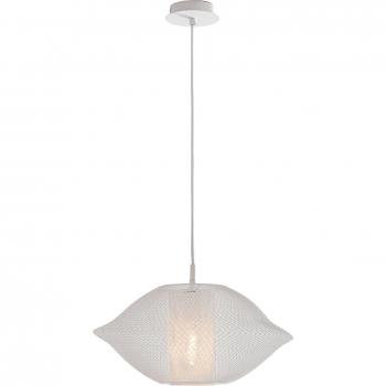 Lámpara colgante Harem 1 luz Metal, cable textil blanco, estructura de alambre blanca, dimensiones 40x21cm