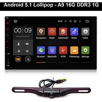 Cocar 7 GPS Navigation Reproductor Multimedia 2-Din Radio del Coche + Cámara de Respaldo, 1024x600 HD Táctil Pantalla TV Radio Entretenimiento, Bluetooth Wifi OBD2 DDR3 1G RAM 16G Nand