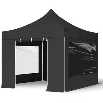 Carpa Plegable 3x3m Profesional Aluminio 40mm con Laterales Panorámicos, Negro