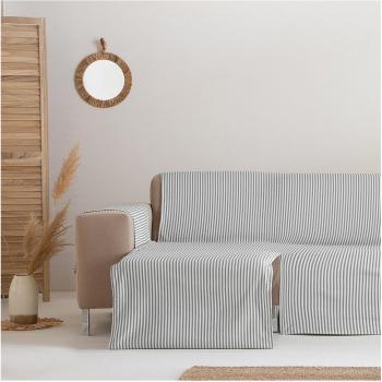 GAMUSI - Funda cubre sofá chaise longue izquierdo Alicante rayas gris claro