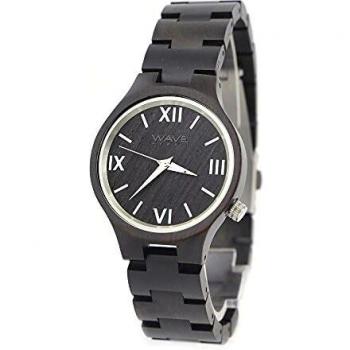 Reloj de Madera para Mujeres Wave Hawaii - Citizen Miyota, 3.5 cm, Ébano Negro