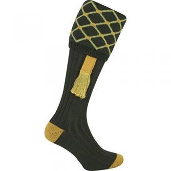 Jack Pyke - Calcetines de tiro con jarreteras - Motivo diamante - Verde/dorado