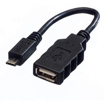 Roline Cable USB 2.0, USB 2.0 Tipo Micro b - Tipo A Hembra, OTG 0,15 m