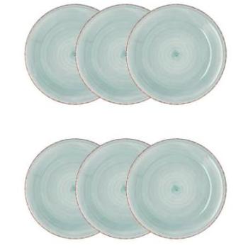 Juego de 6 Platos de Postre Vita Quid – Cerámica y Gres – Apto Microondas, Congelador y Apilable – Colores Naturales y Diseños Coordinados
