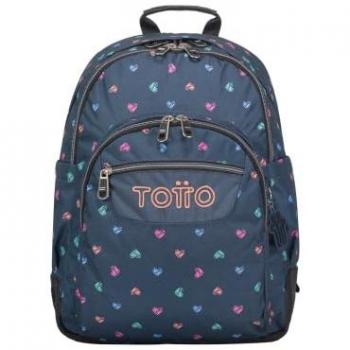Mochila Escolar Totto Crayoles Estampado Corazones, Tamaño Grande, Completa y Versátil