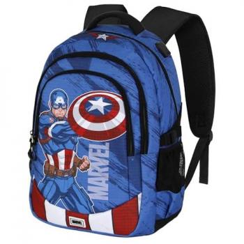 Mochila Karactermania Gears Capitán América Marvel 44cm Adaptable, tipo: mochila de running, características: diseño de Capitán América, dimensiones 34 x 46 cm, capacidad 32 L, color azul