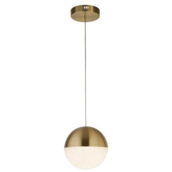 Lámpara colgante LED Marbles de latón satinado con pantalla de hielo triturado